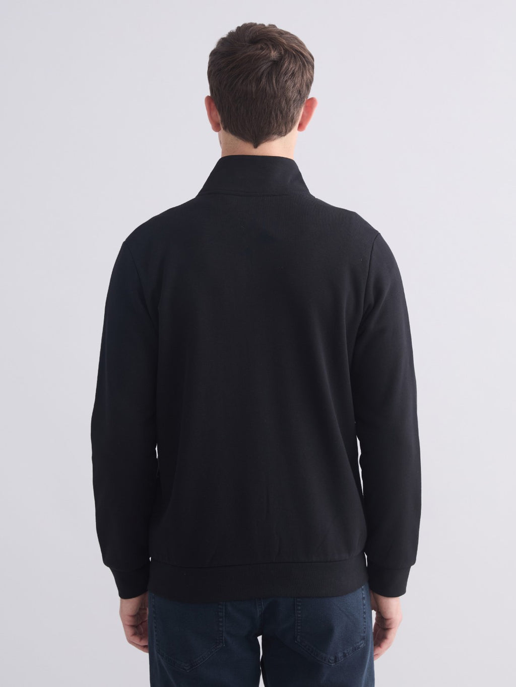 Lc Waikiki Black Standard Pattern Stand Collar Men Knitwear Cardigan