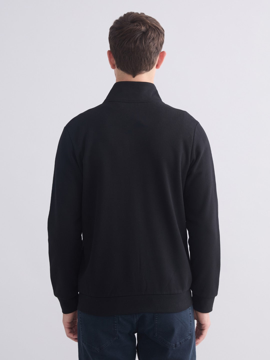 Lc Waikiki Black Standard Pattern Stand Collar Men Knitwear Cardigan