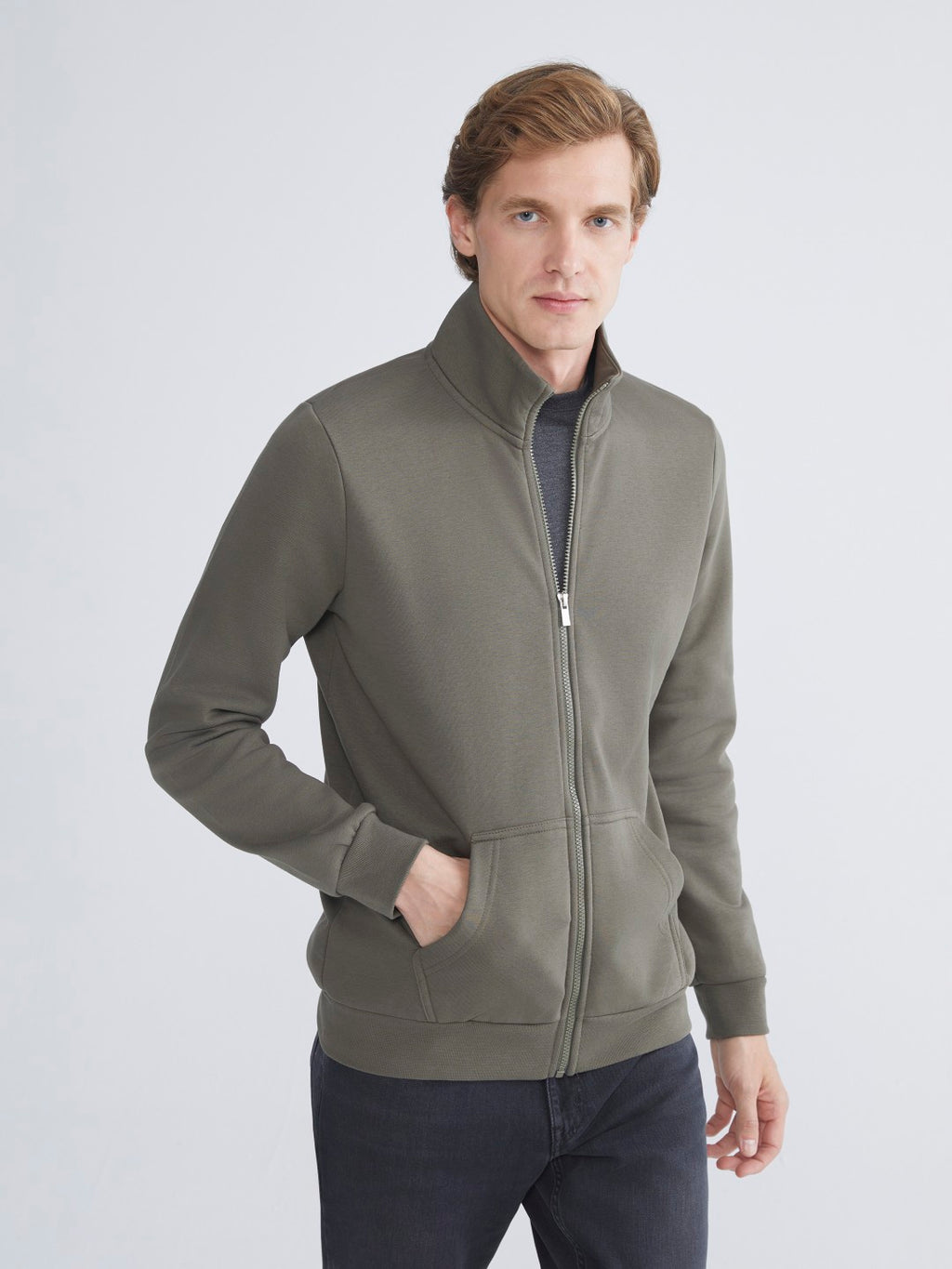 Lc Waikiki Black Standard Pattern Stand Collar Men Knitwear Cardigan