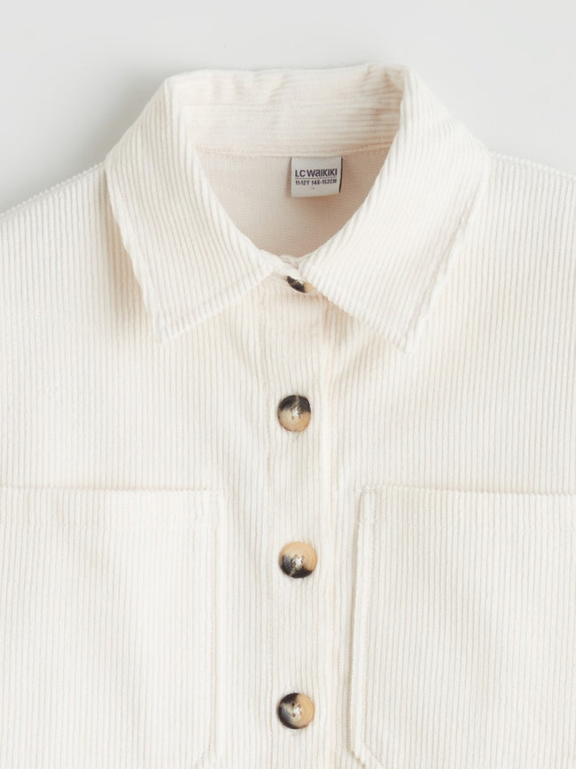 LCW Kids Basic Long Sleeve Velvet Girl Shirt Main Image