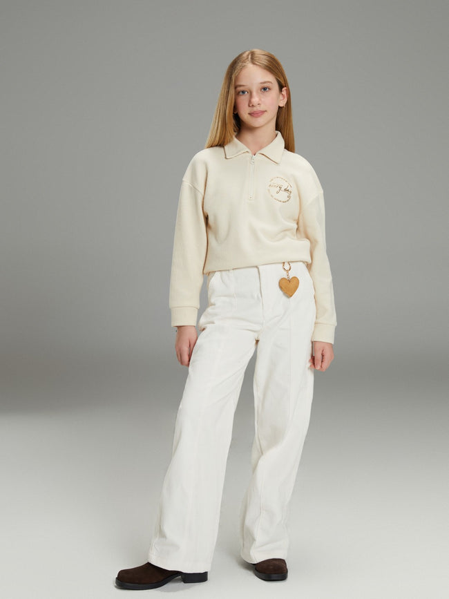 LCW Kids Wideleg Velvet Girls Trousers Hover Image