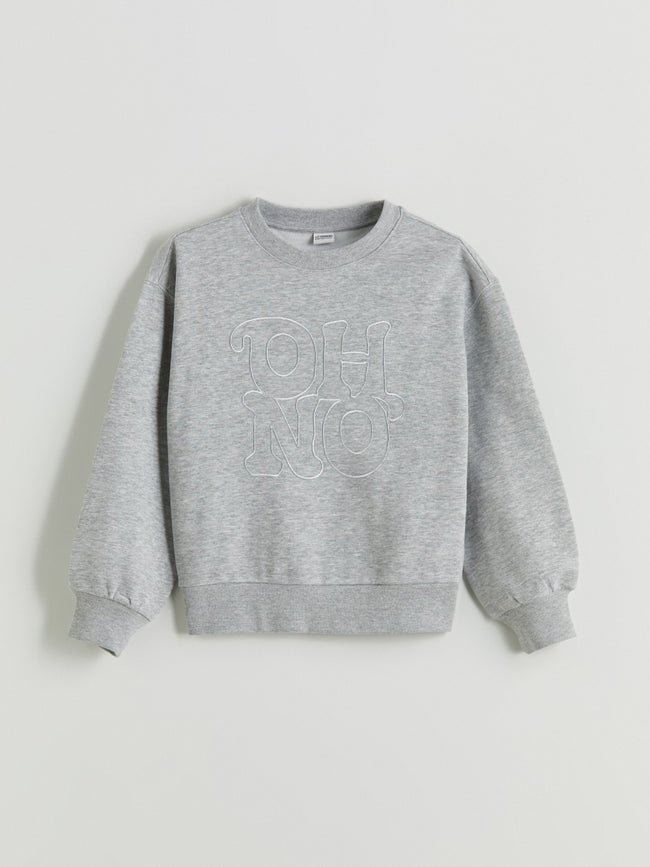 LCW Kids Gray Crew Neck Girls Sweatshirt Hover Image