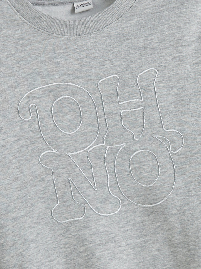 LCW Kids Gray Crew Neck Girls Sweatshirt Main Image