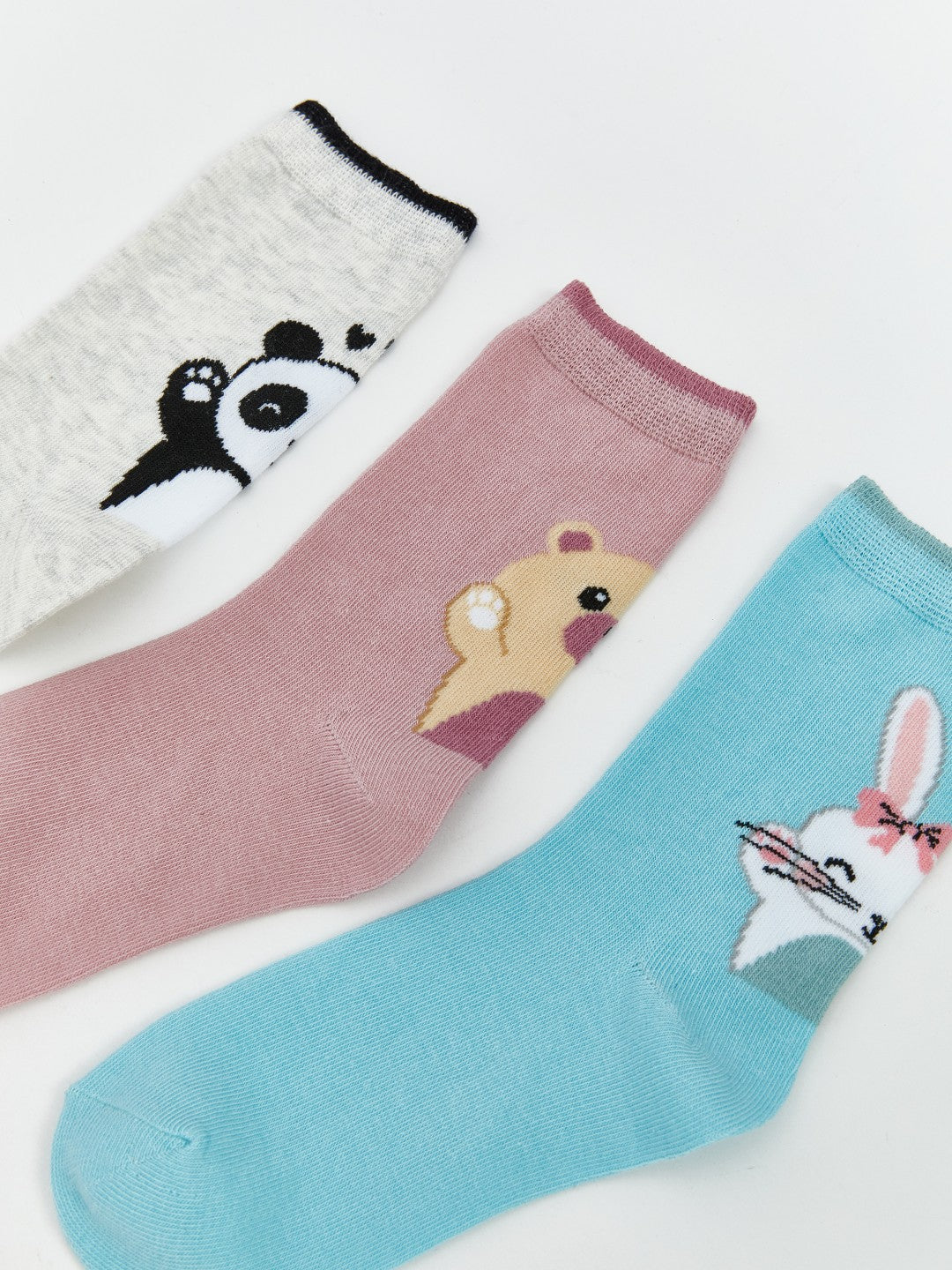 LCW Kids Gray Patterned Girls Ankle Socks 5-Pack