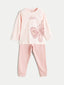 LCW Baby Pink Crew Neck Baby Girl T-Shirt And Sweatpants