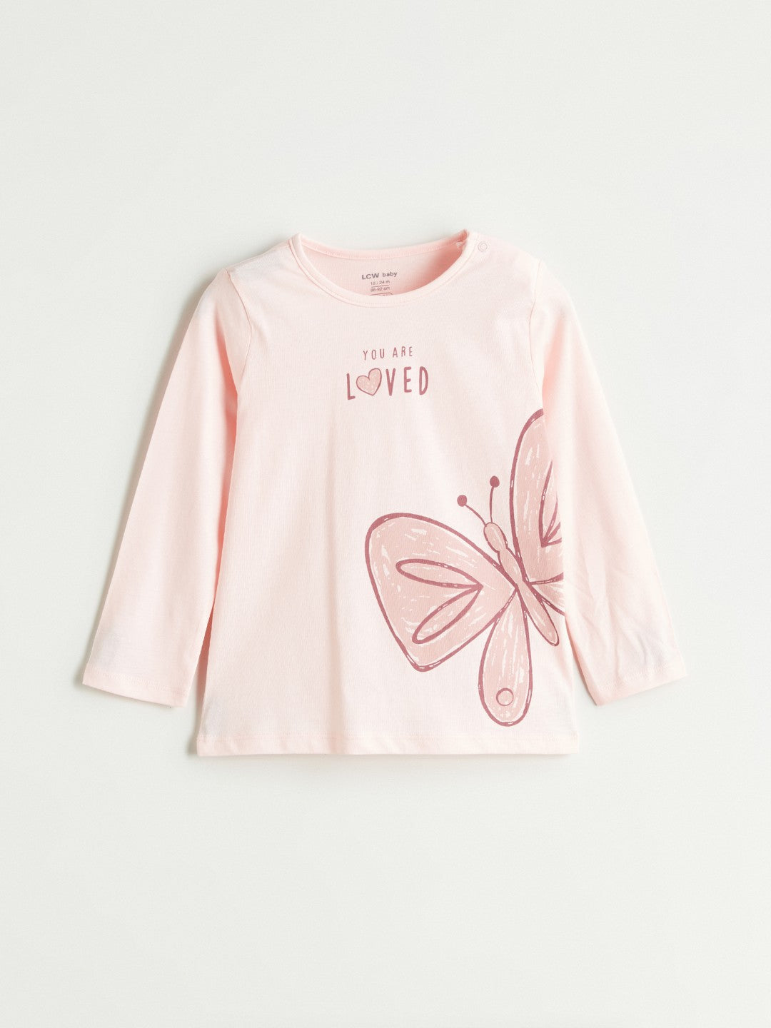LCW Baby Pink Crew Neck Baby Girl T-Shirt And Sweatpants