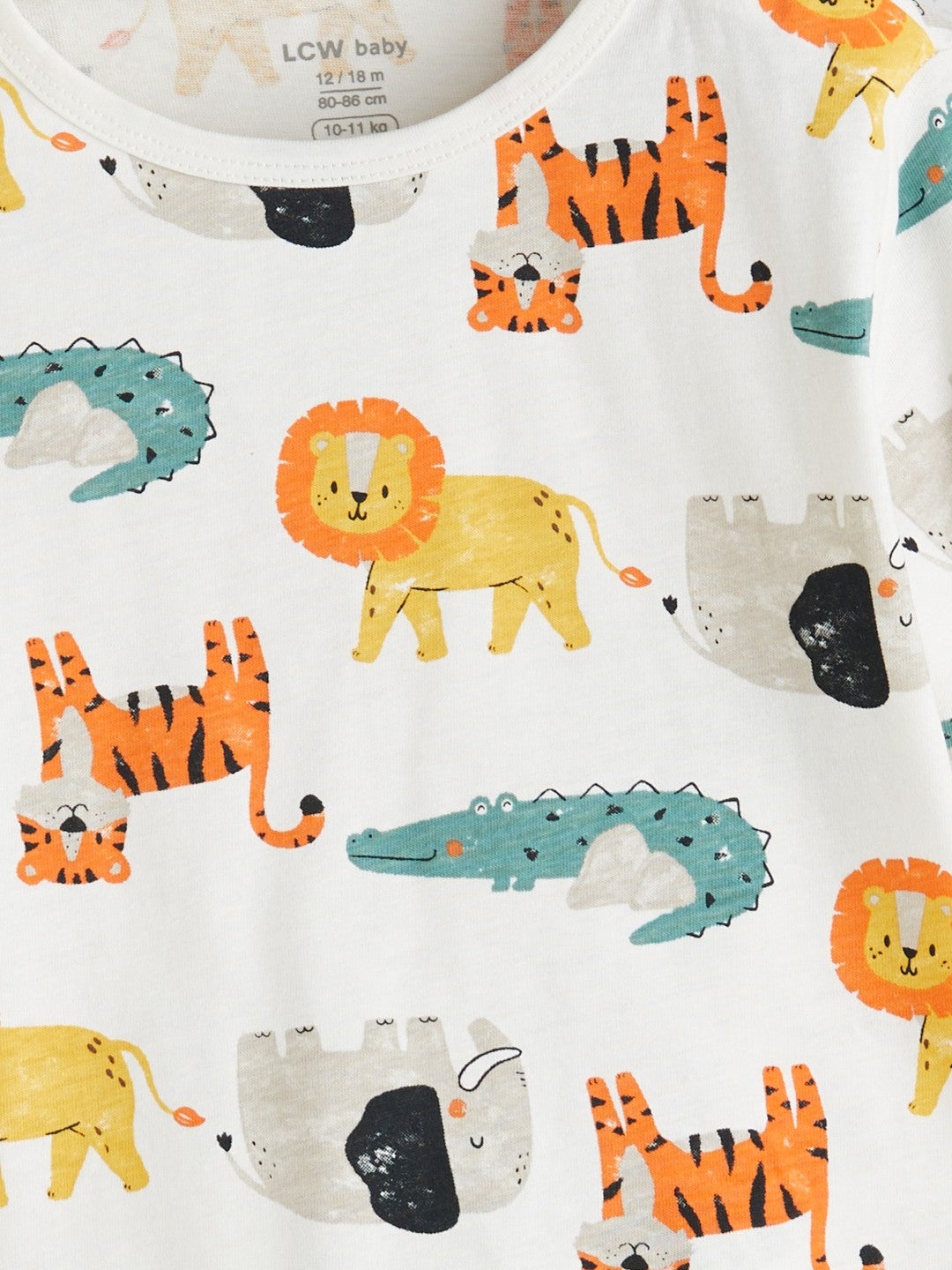 LCW Baby Beige Printed Baby Boy Pajama Set 2-Piece