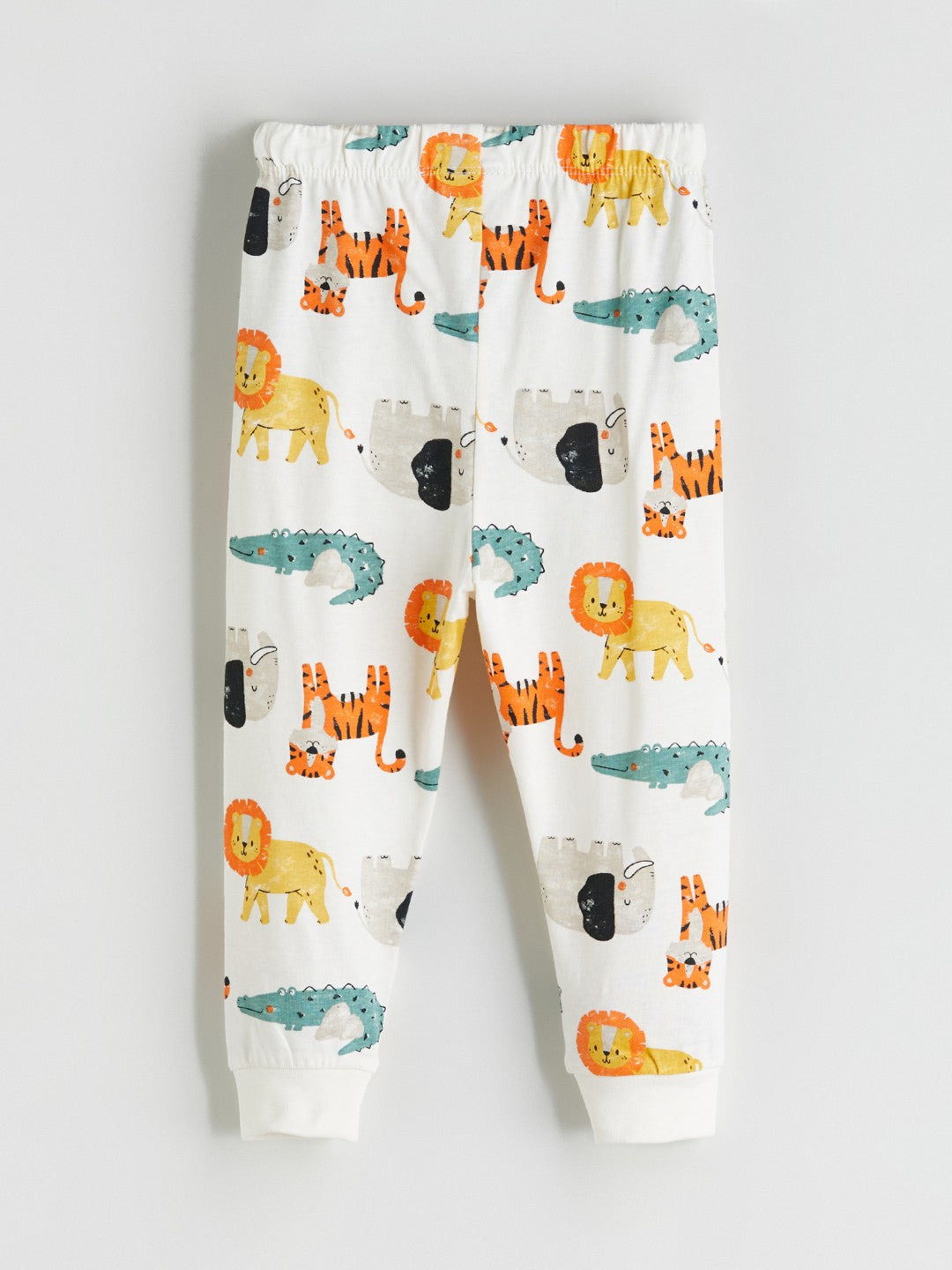 LCW Baby Beige Printed Baby Boy Pajama Set 2-Piece