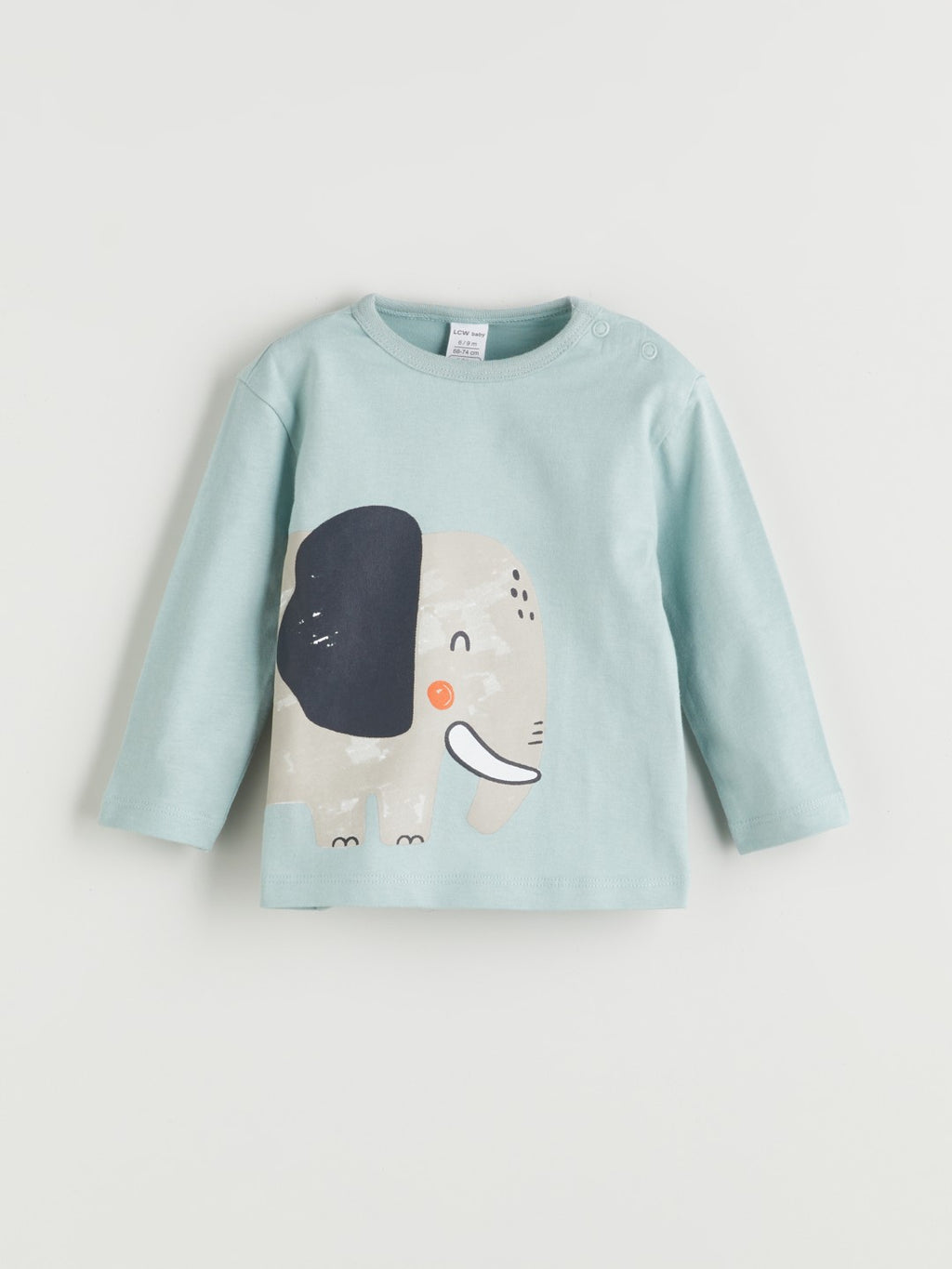 LCW Baby Blue Crew Neck Printed Baby Boy Pajama Set 2-Piece