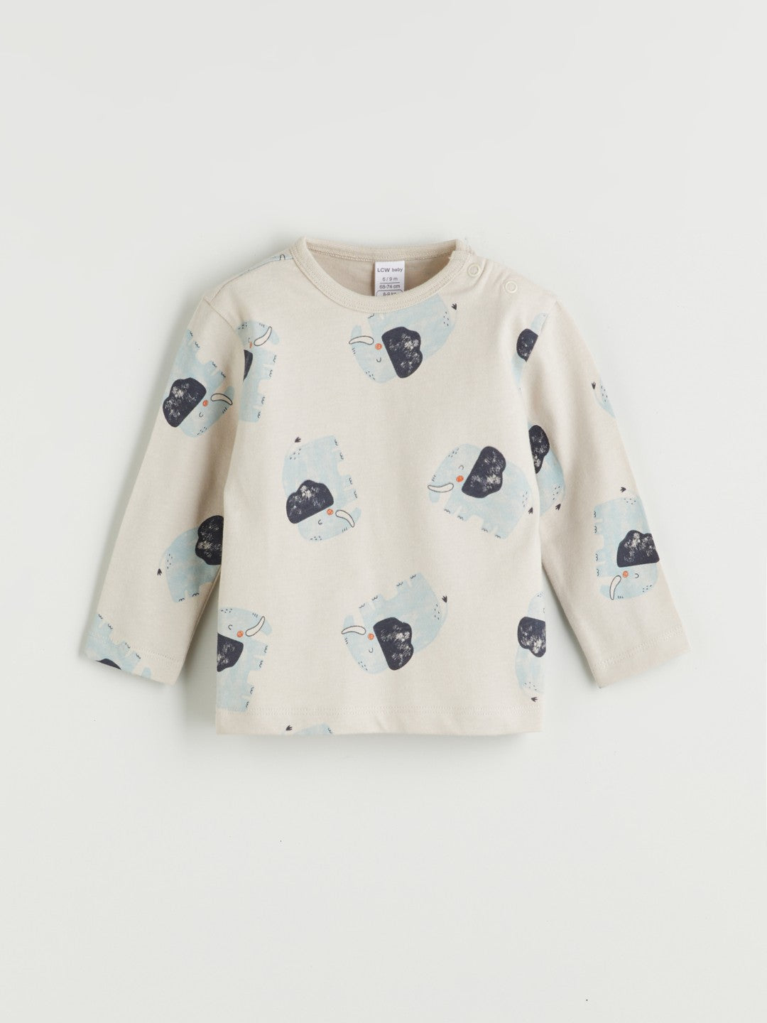 LCW Baby Blue Crew Neck Printed Baby Boy Pajama Set 2-Piece