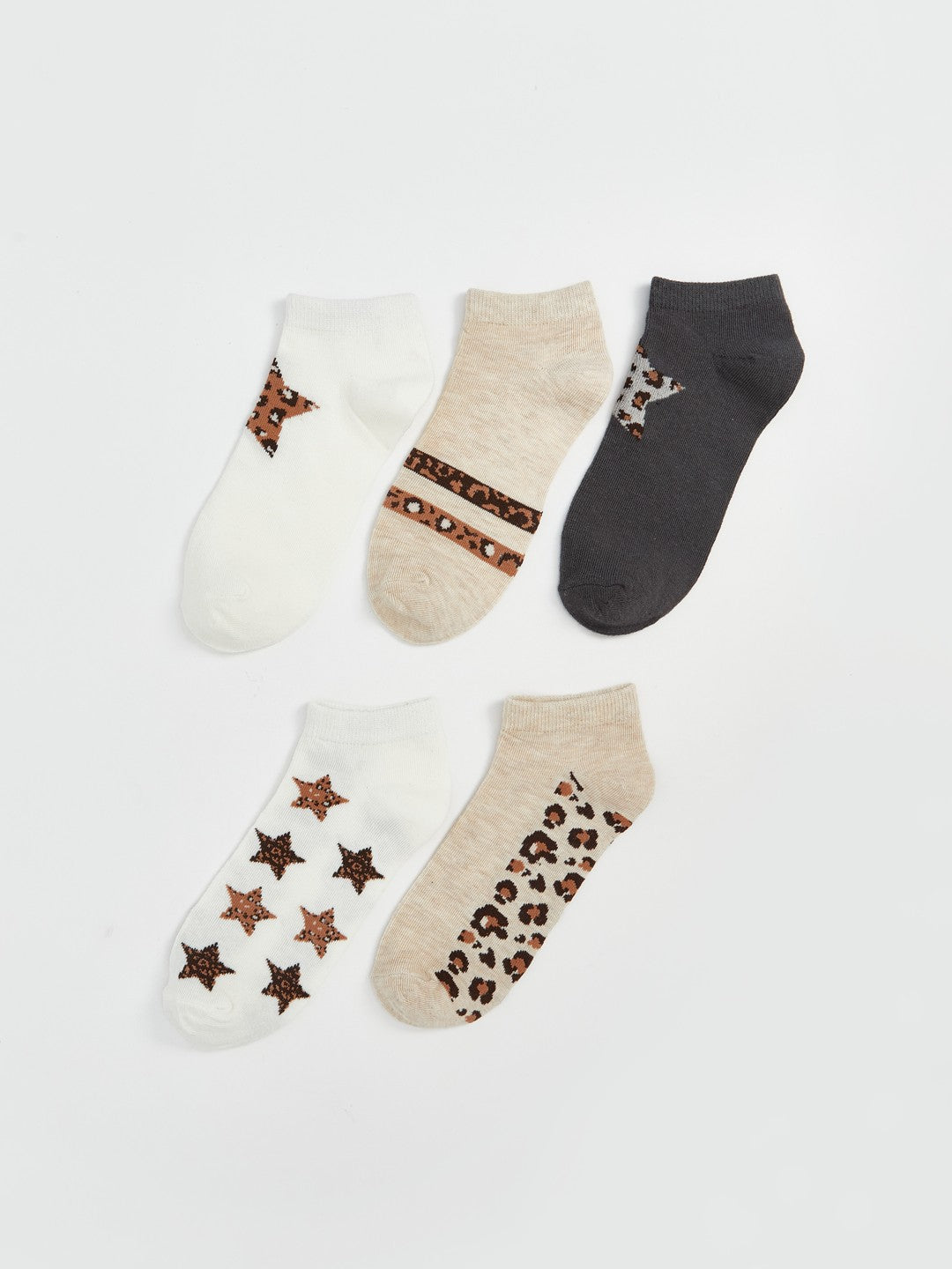 LCW Dream Ecru Patterned Women Ankle Socks 5-Pack