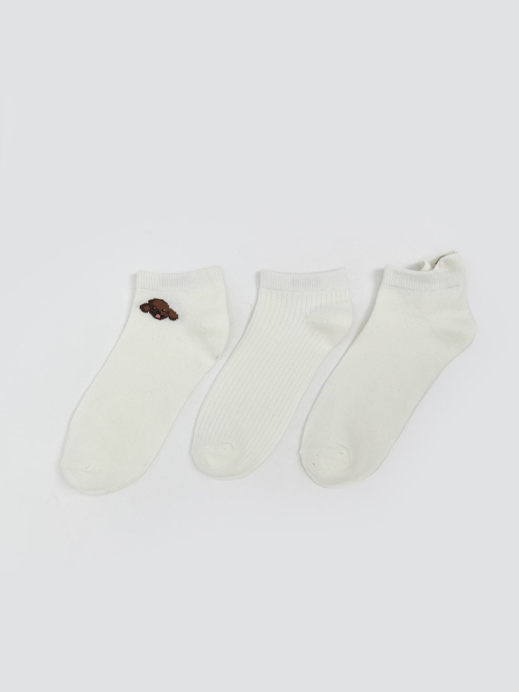 LCW Dream Ecru Printed Women Ankle Socks 3-Pack