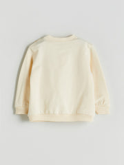 LCW Baby Beige Crew Neck Printed Baby Boy Sweatshirt And Tracksuit Bottom 2-Pack