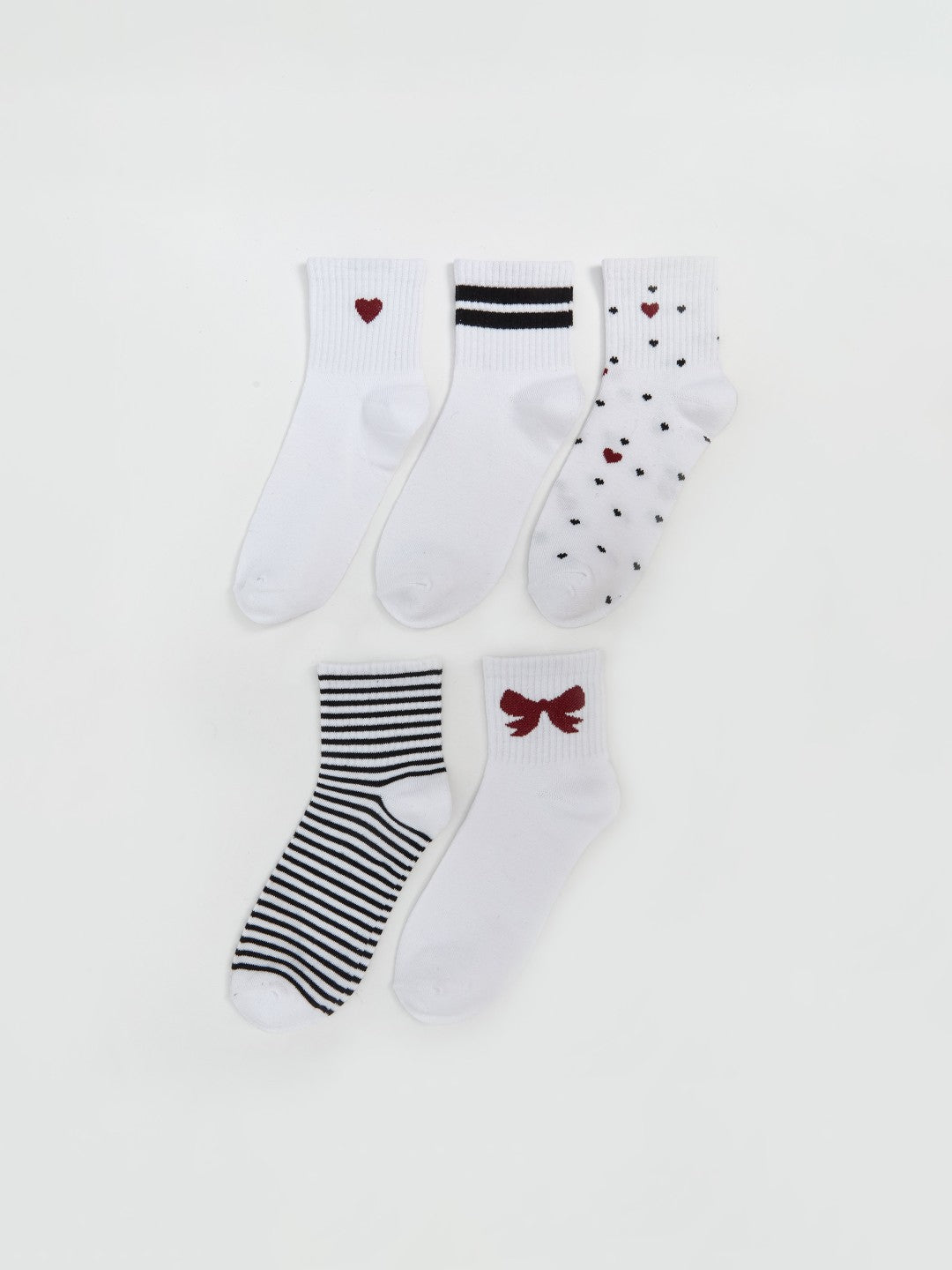 LCW Dream Ecru Printed Women Ankle Socks 5-Pack