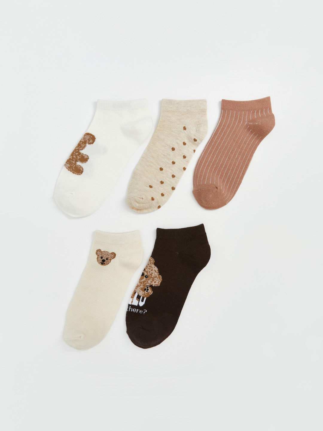 LCW Dream Ecru Patterned Women Ankle Socks 5-Pack