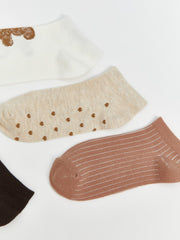 LCW Dream Ecru Patterned Women Ankle Socks 5-Pack
