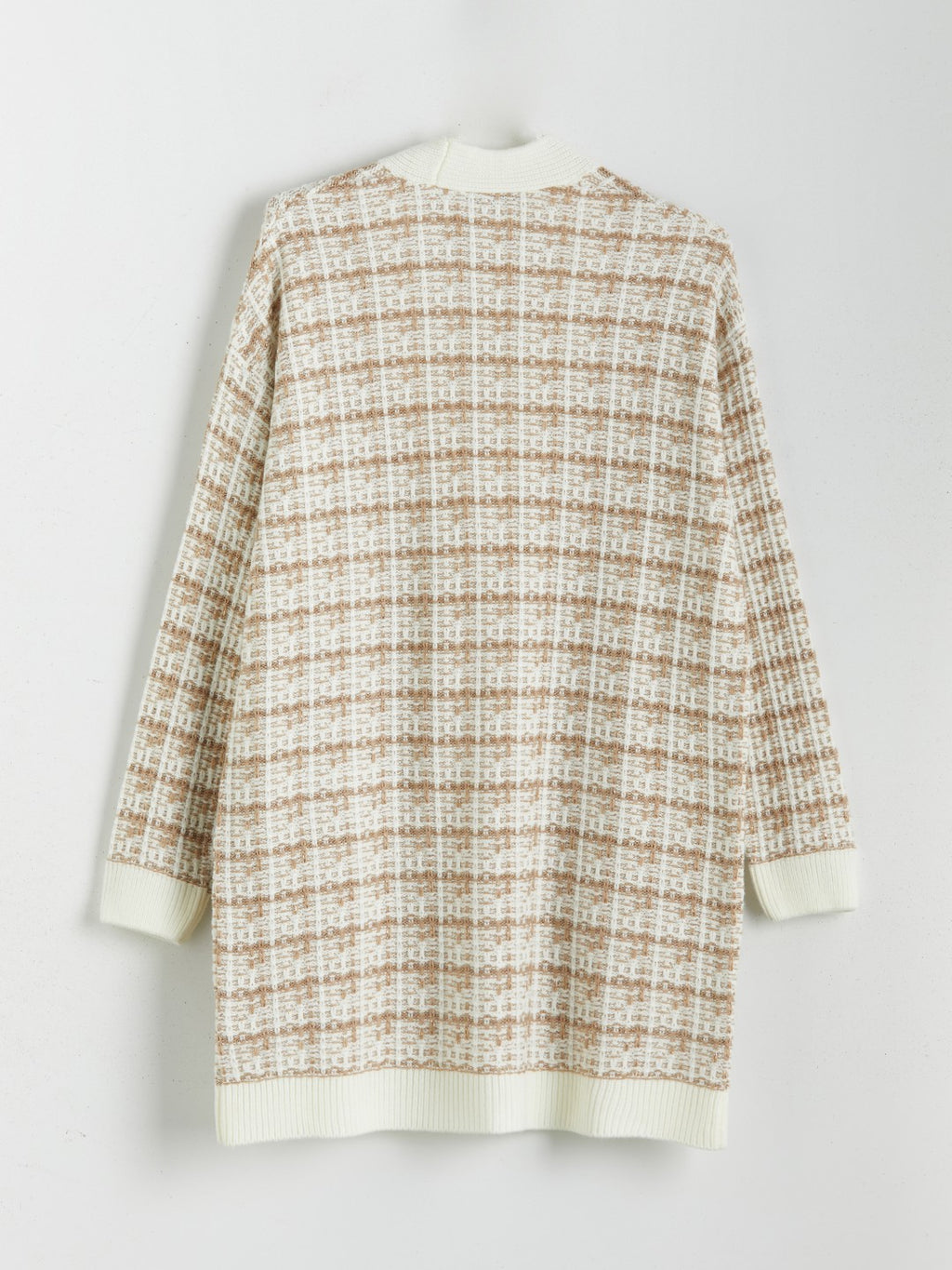 LCW Classic Brown V-Neck Patterned Women Knitwear Cardigan