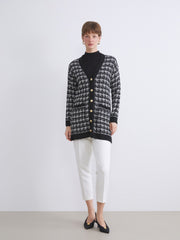 LCW Classic Brown V-Neck Patterned Women Knitwear Cardigan