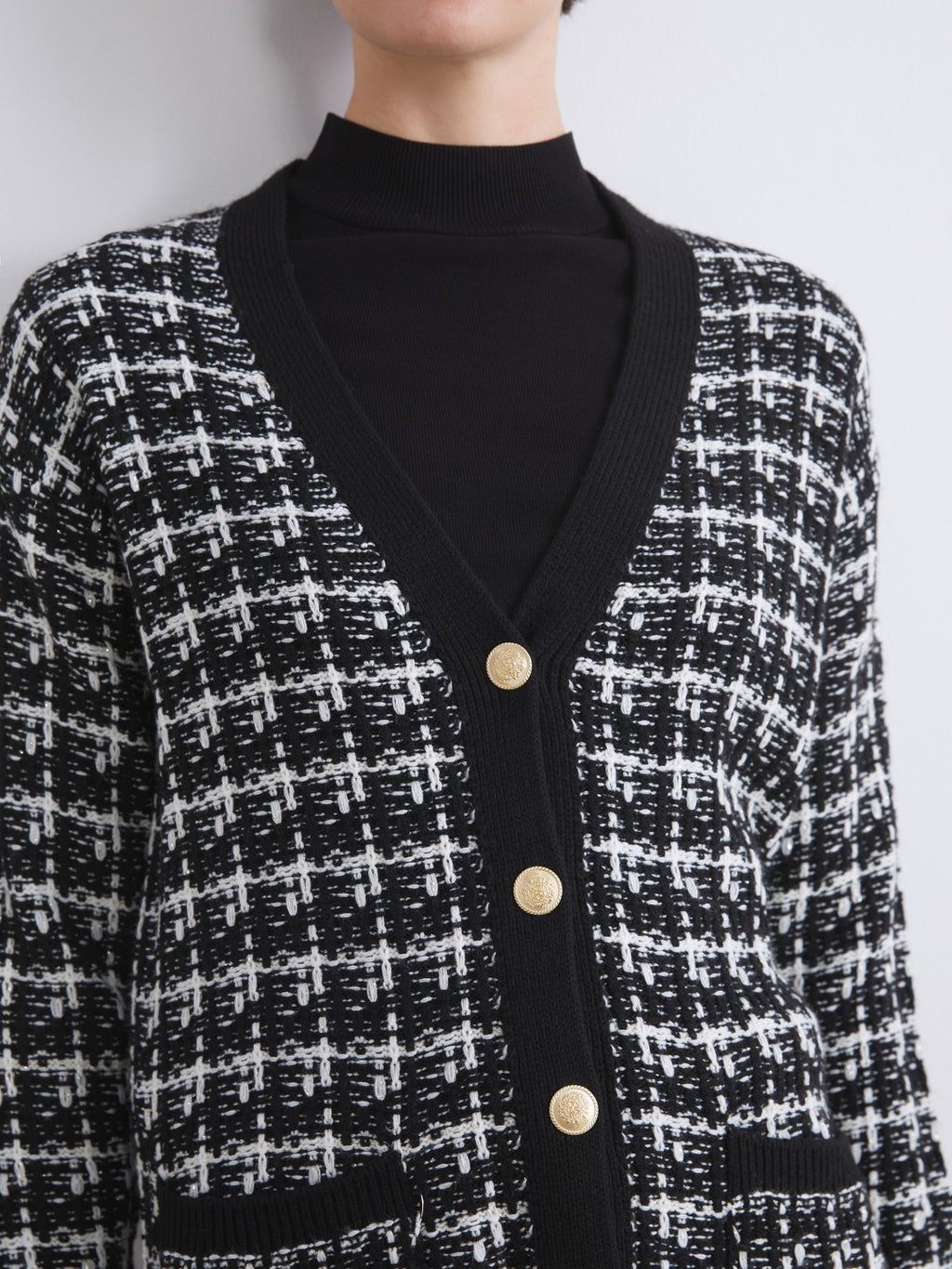 LCW Classic Brown V-Neck Patterned Women Knitwear Cardigan