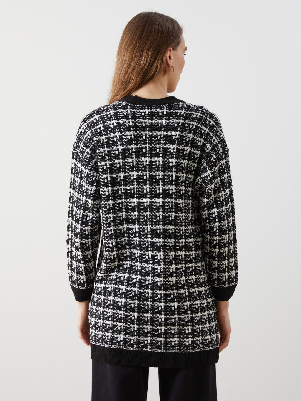 LCW Classic Brown V-Neck Patterned Women Knitwear Cardigan