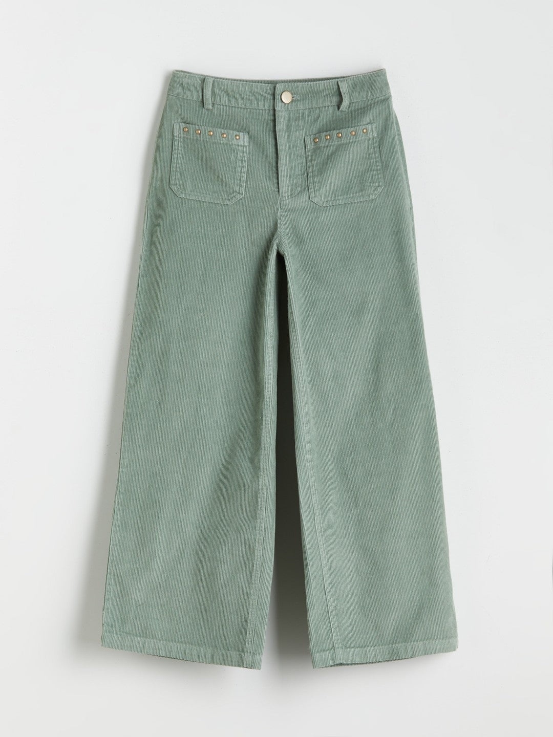 LCW Kids Green Wideleg Girls Velvet Trousers