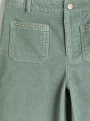 LCW Kids Green Wideleg Girls Velvet Trousers