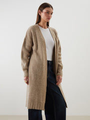 LCW Modest Navy Blue Shawl Collar Oversize Women Knitwear Cardigan