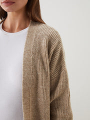 LCW Modest Navy Blue Shawl Collar Oversize Women Knitwear Cardigan