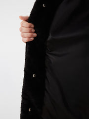LCW Grace Black Hooded Women Thick Fur Coat