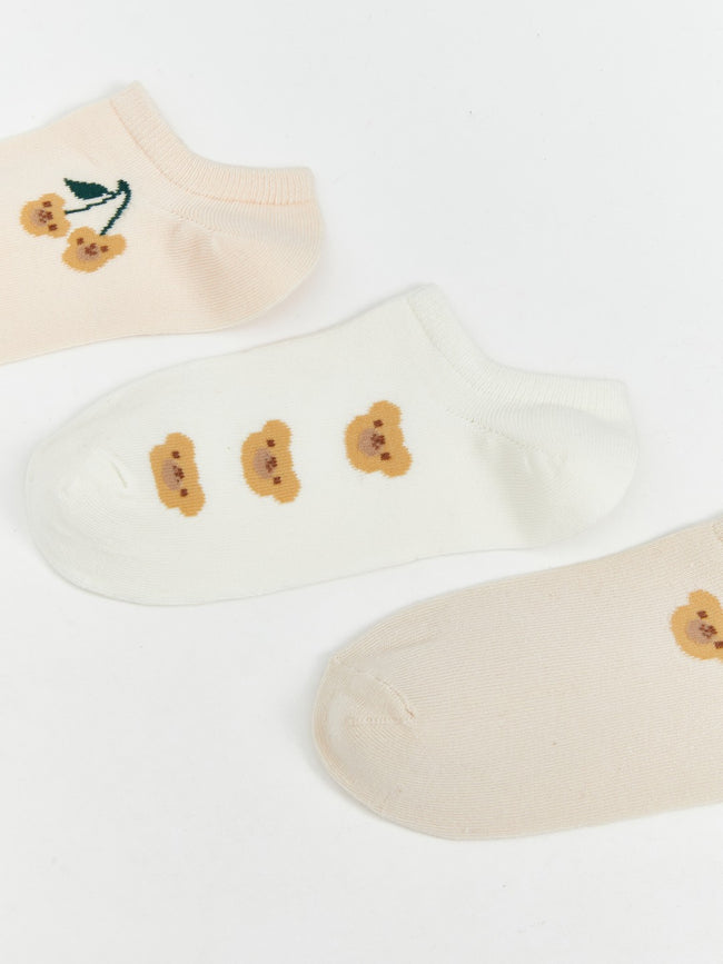 LCW Dream Pink Printed Women Sneaker Socks 3-Pack Main Image