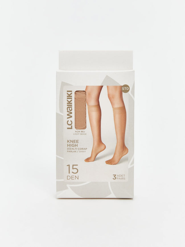 LCW Dream Beige 15 Denier Women Knee High Socks 3-Pack Hover Image
