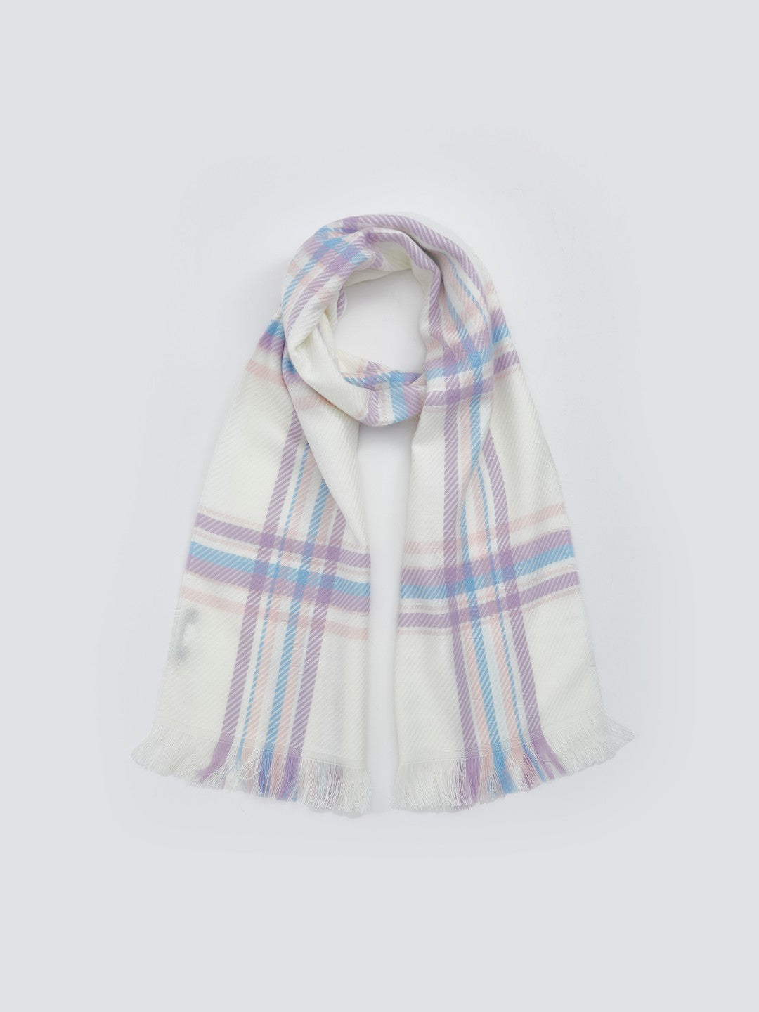 LCW Accessories Pink Plaid Patterned GirlS Scarf