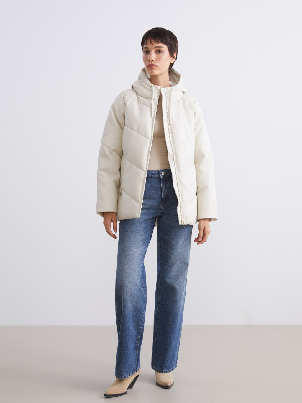 LCW Vision Hooded Women Faux Leather Coat