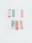 LCW Kids Pink Printed Baby Girl Ankle Socks 7-Pack
