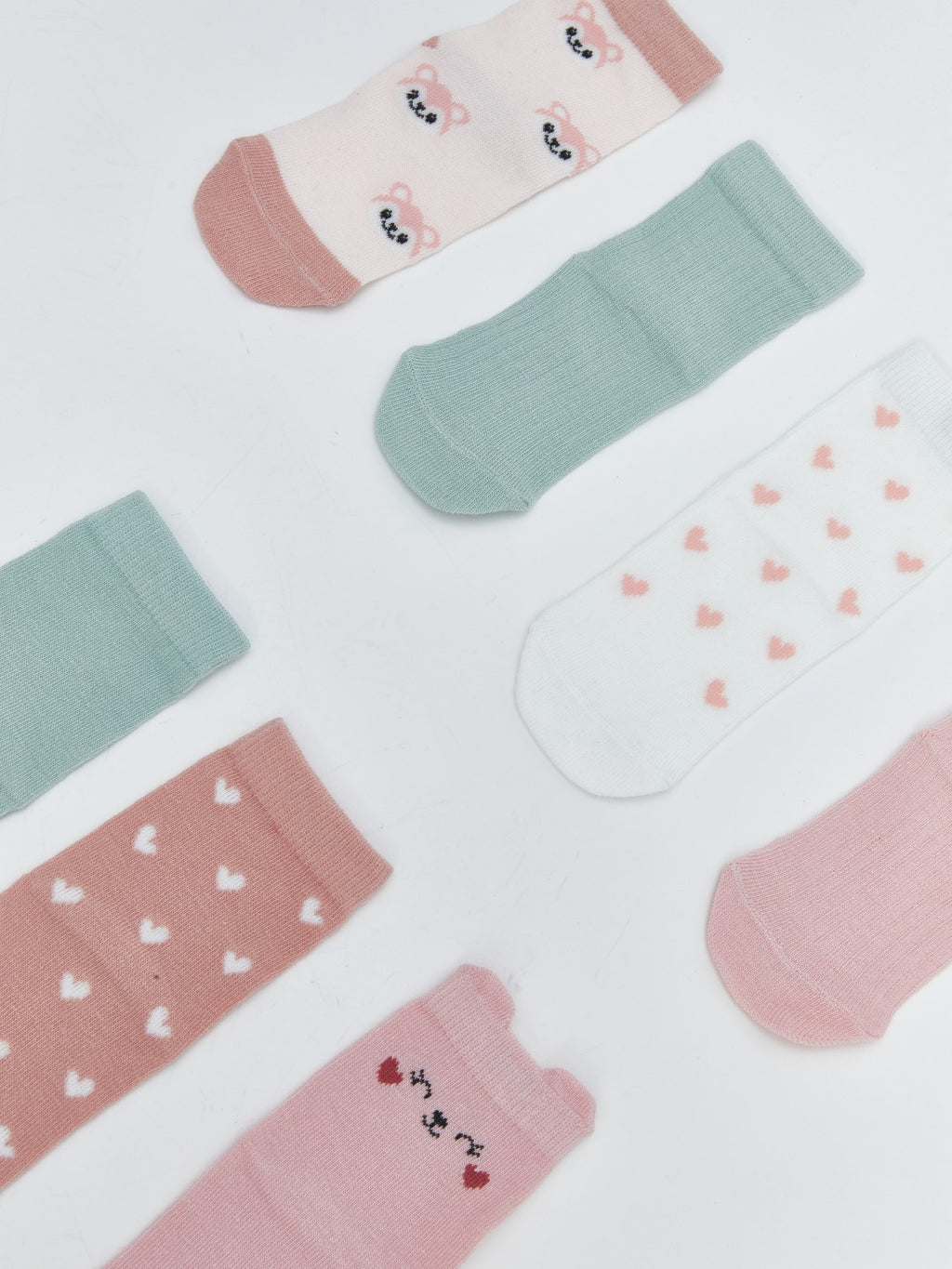 LCW Kids Pink Printed Baby Girl Ankle Socks 7-Pack