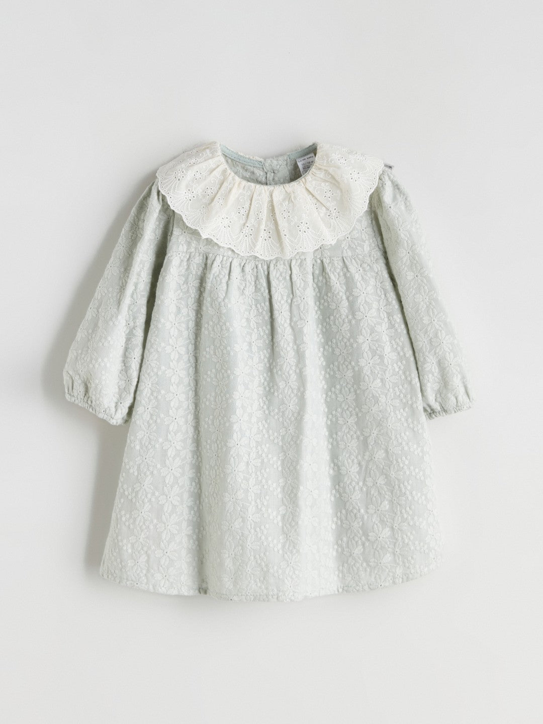 LCW Baby Gray Baby Girl Dress With Ruffled Collar