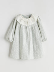 LCW Baby Gray Baby Girl Dress With Ruffled Collar