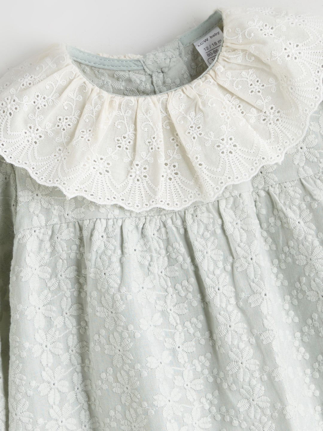LCW Baby Gray Baby Girl Dress With Ruffled Collar