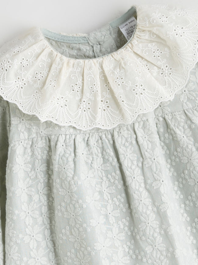 LCW Baby Gray Baby Girl Dress With Ruffled Collar Main Image