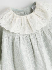 LCW Baby Gray Baby Girl Dress With Ruffled Collar