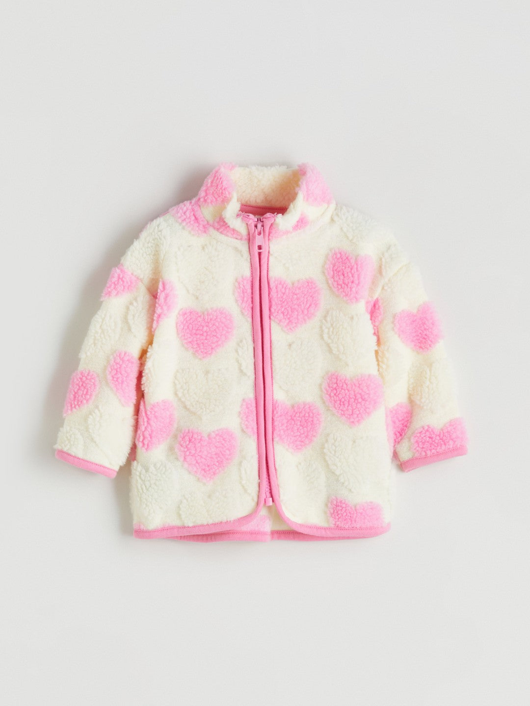 LCW Baby Ecru Heart Patterned Baby Girl Cardigan