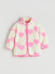 LCW Baby Ecru Heart Patterned Baby Girl Cardigan