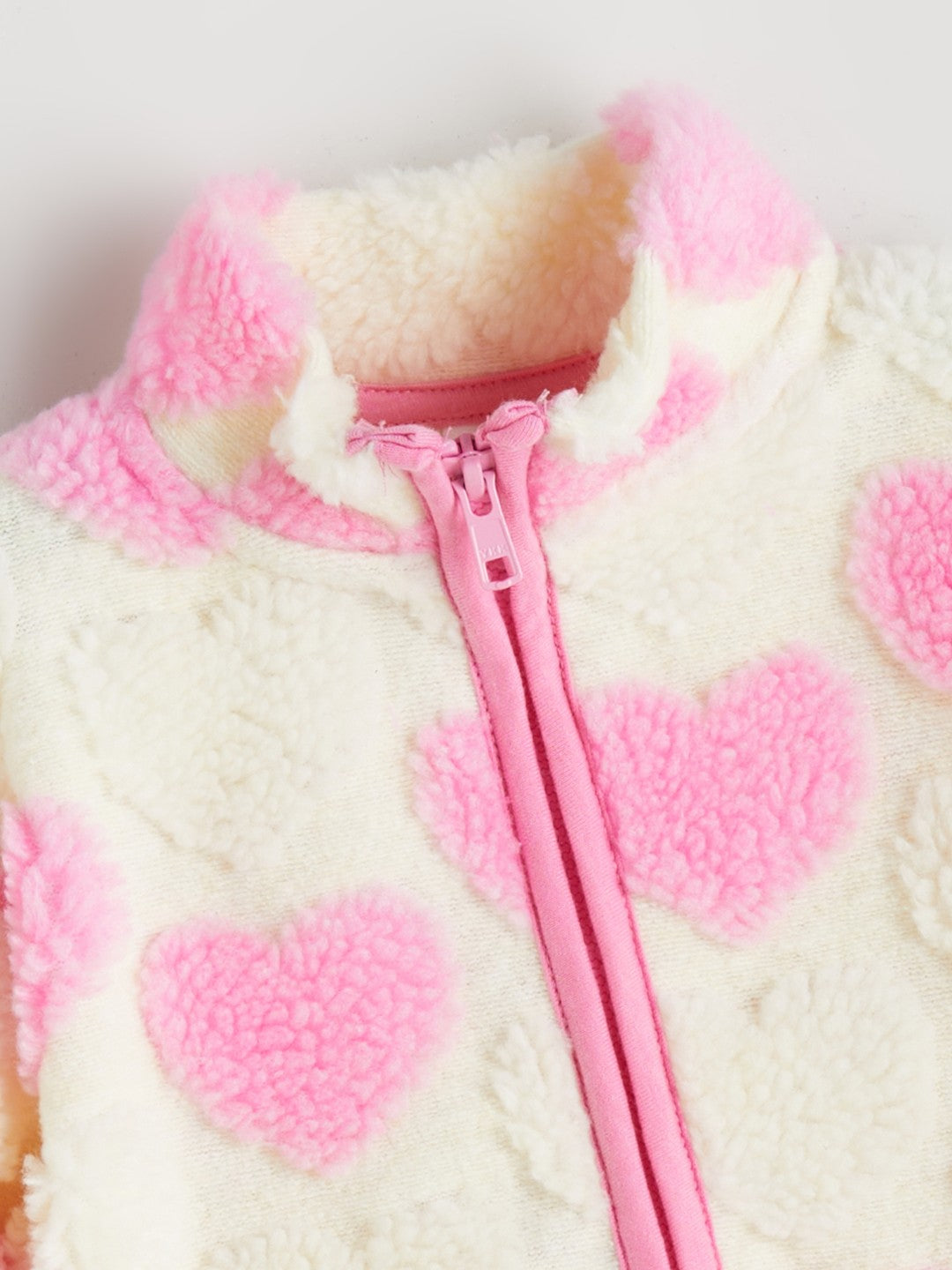 LCW Baby Ecru Heart Patterned Baby Girl Cardigan