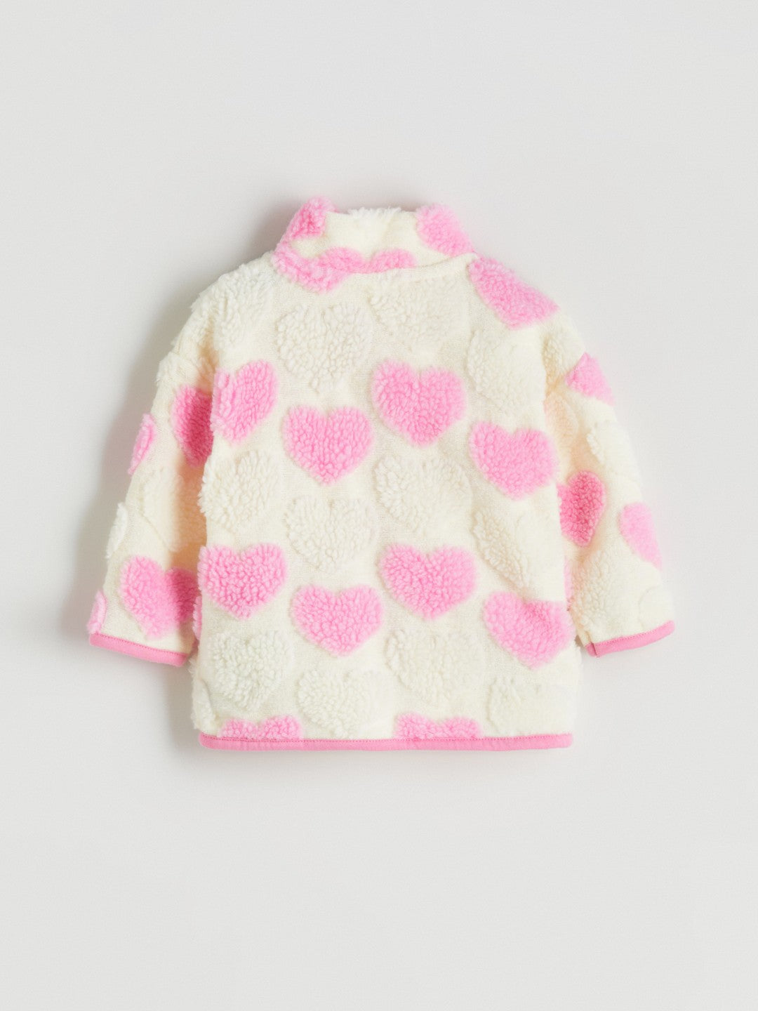 LCW Baby Ecru Heart Patterned Baby Girl Cardigan