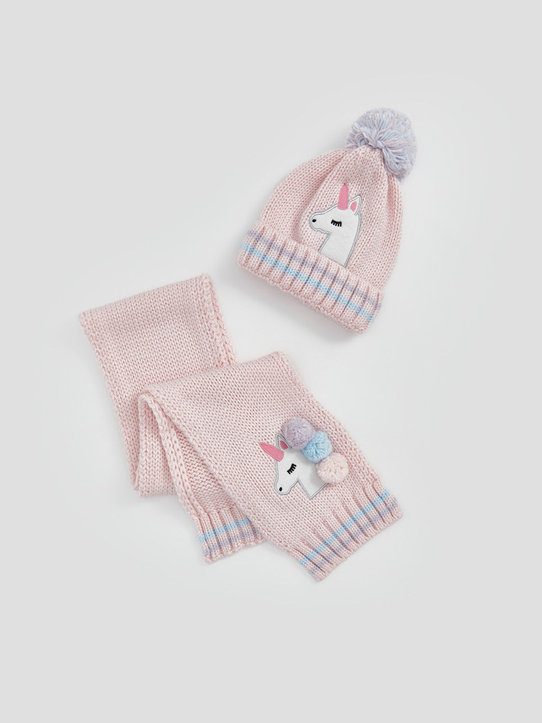 LCW Accessories Pink Popon GirlS Beanie And Scarf