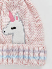 LCW Accessories Pink Popon GirlS Beanie And Scarf