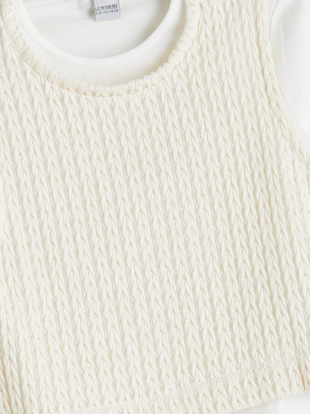 LCW Kids Beige Crew Neck Girls T-Shirt And Sweater 2-Pack