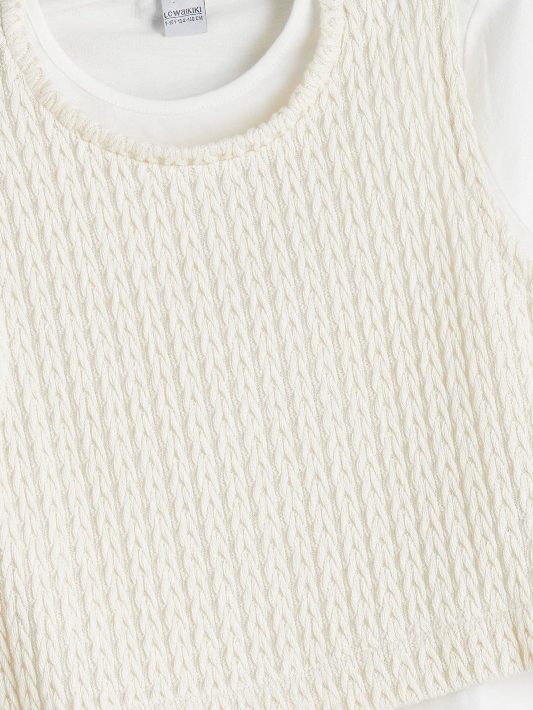 LCW Kids Beige Crew Neck Girls T-Shirt And Sweater 2-Pack