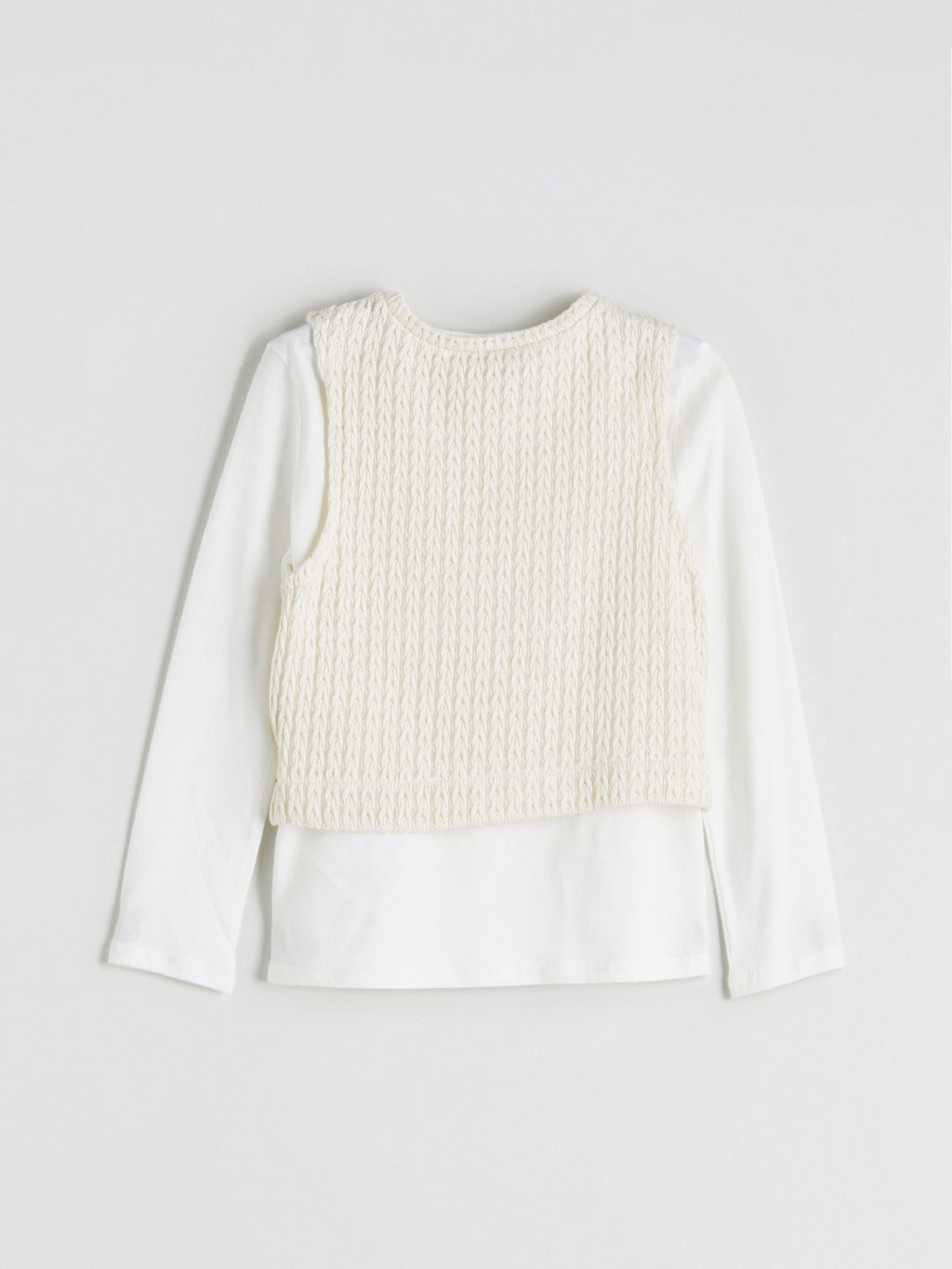 LCW Kids Beige Crew Neck Girls T-Shirt And Sweater 2-Pack