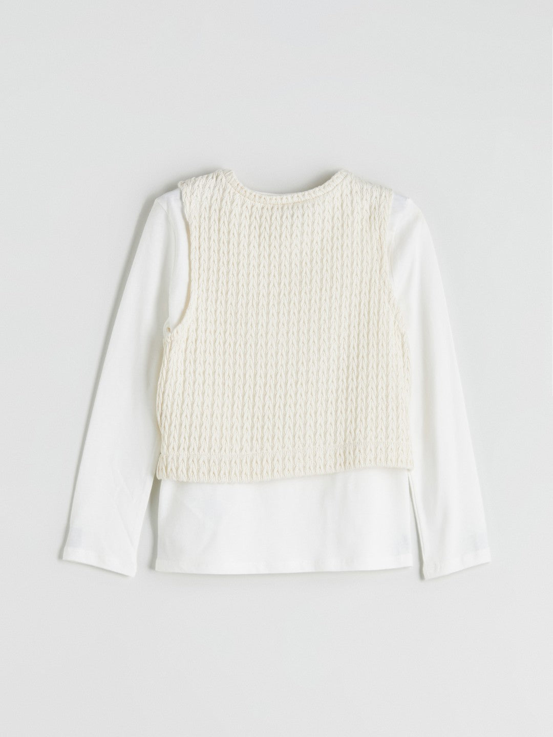 LCW Kids Beige Crew Neck Girls T-Shirt And Sweater 2-Pack